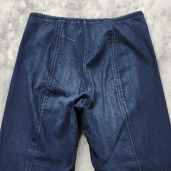 Mesmerize Jeans Womens 12 Blue High Rise Zip Front Crop Ankle Slit Hems Stretch - Picture 6 of 15